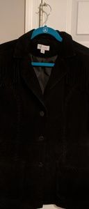 Suede black fringed blazer